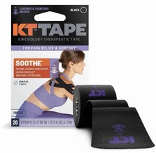KT TAPE Soothe Kinesiology Sports Tape Black Precut 20 Strips Lavender Magnesium