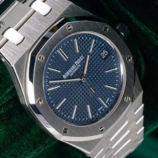 Audemars Piguet Royal Oak Extra Thin “Jumbo” Blue Dial Steel MINT SET 15202ST 9