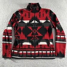 LRL Ralph Lauren Active Fleece Sweater Womens Small Aztec Red Black Pattern