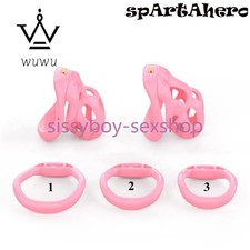 Small Lock Cylinder Chastity Cage Male Sissy Bondage Lock with 4 Size Rings Cage
