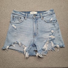 Abercrombie  Fitch Shorts 28 6 Blue Denim 4 Inch Mom Short High Rise Distressed