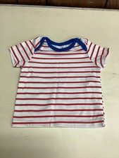 Disney Baby Shirt 0-3 Months Unisex Red White Striped Blue Collar Soft Tee