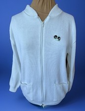 Bowling Jumpers Green Bowls, White, Long Sleeve Jumper, 2 Pockets, Size 14/16