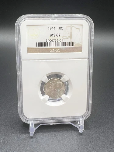 1944-P Silver Mercury Dime 10c NGC MS 67-'High-Grade' 'LUSTER!'