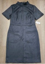 Ann Taylor Charcoal Faux Suede Midi Dress Nwt