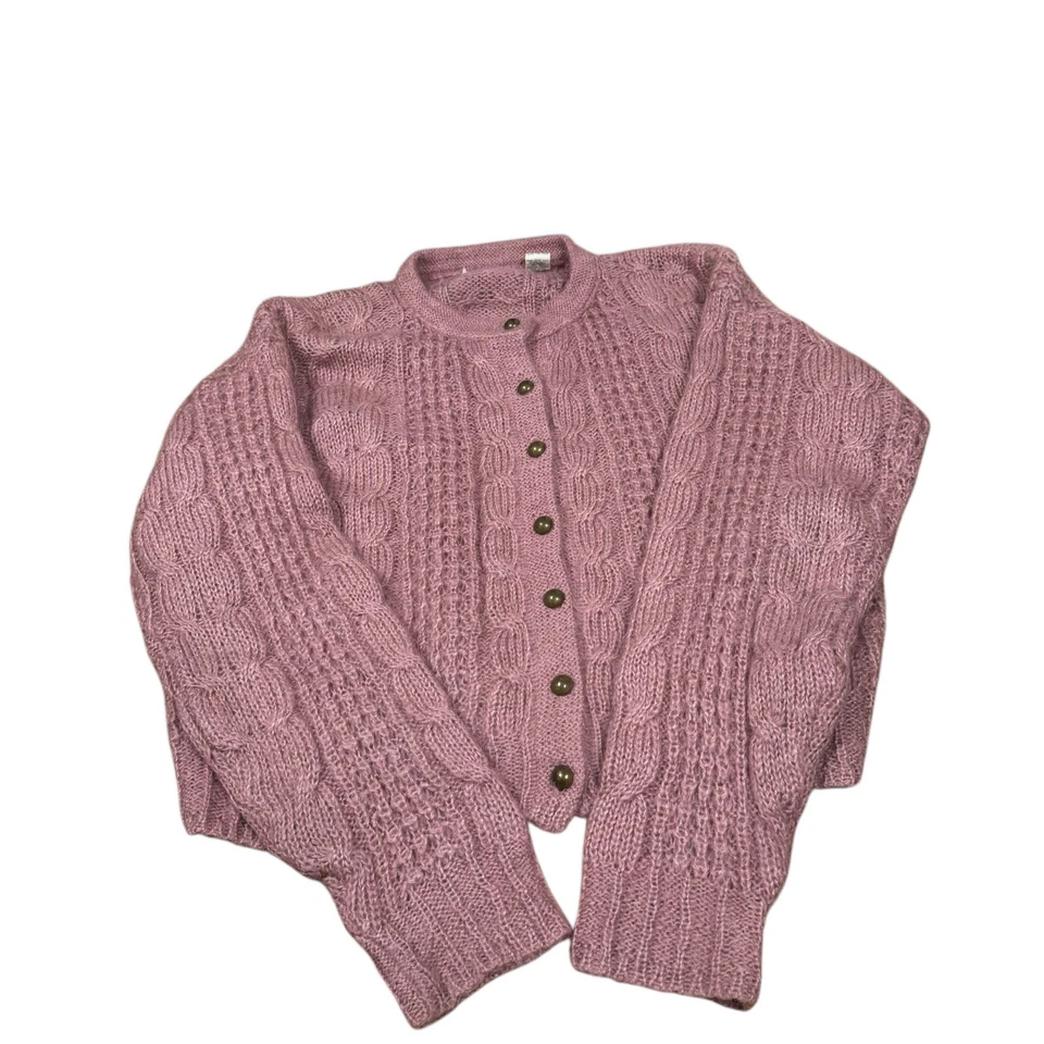 Cárdigan de Colección Años 80 Forenza Grueso Tejido con Cable Mezcla Mohair Talla M Foto 3 de 4