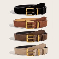 Image of Luxury Design Suede Leather Wide Belt Business Waist Strap Gifts