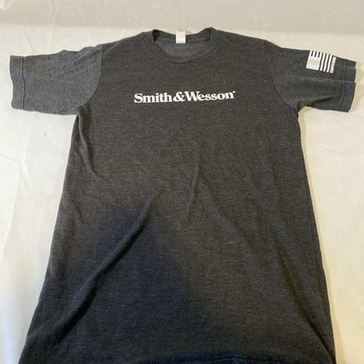 Smith & Wesson Men's Small Short Sleeve Crew Neck T-Shirt, Black Front Back Logo