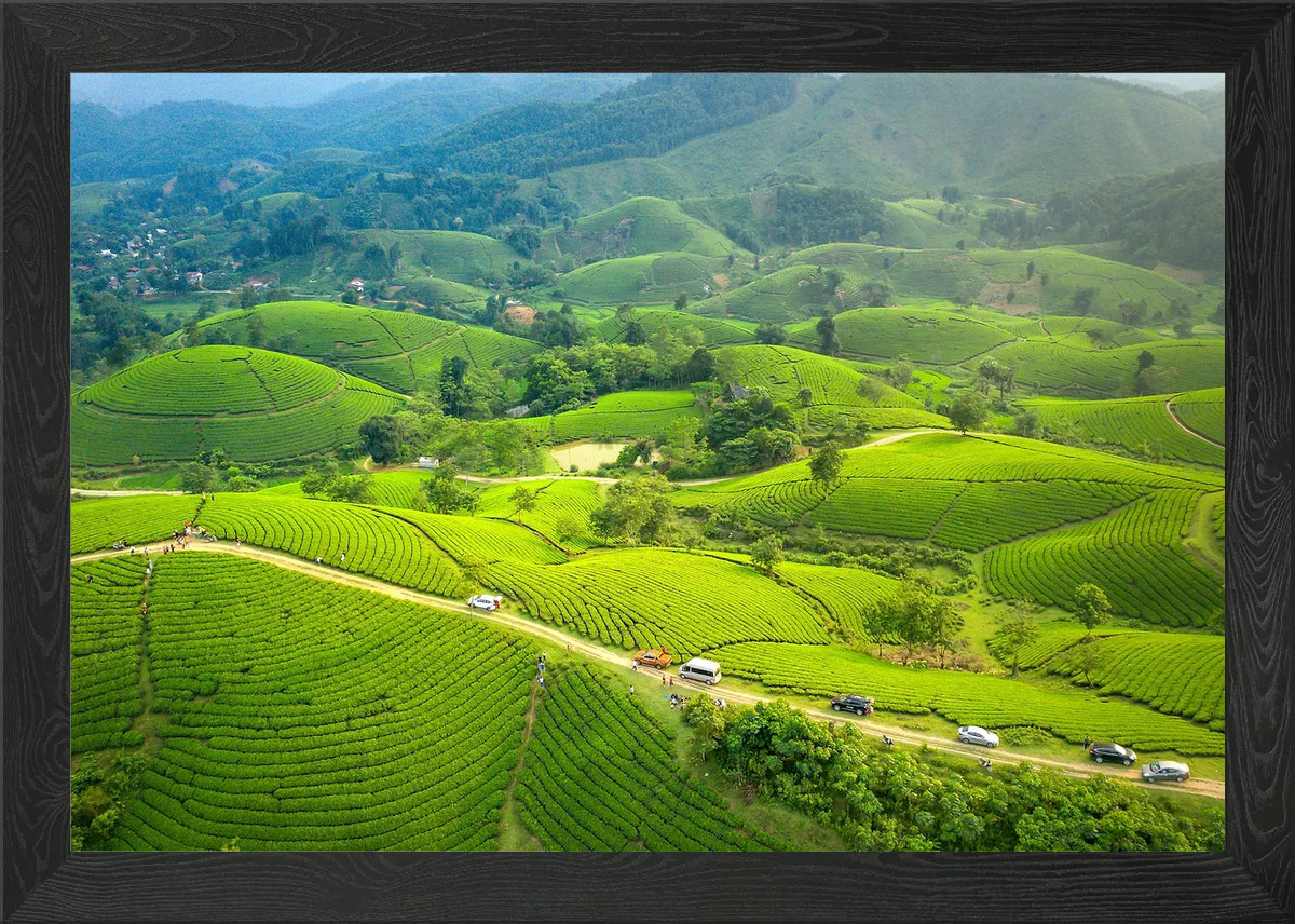 Hills Landscape With Cars Framed Wall Art Poster Canvas Prin