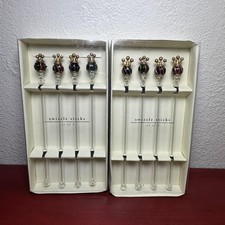 Pier 1 Imports Crown Top Glass Swizzle Sticks Set Of 8 Drink Stirrers Barware