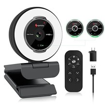p 60FPS Webcam USB A/C Ring Light Microphone Autofocus Remote Control