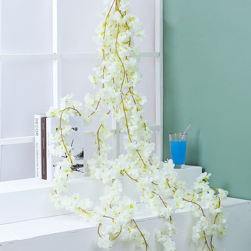 Artificial Vine Cherry Flower Blossom Garland Home Decor For Bedroom