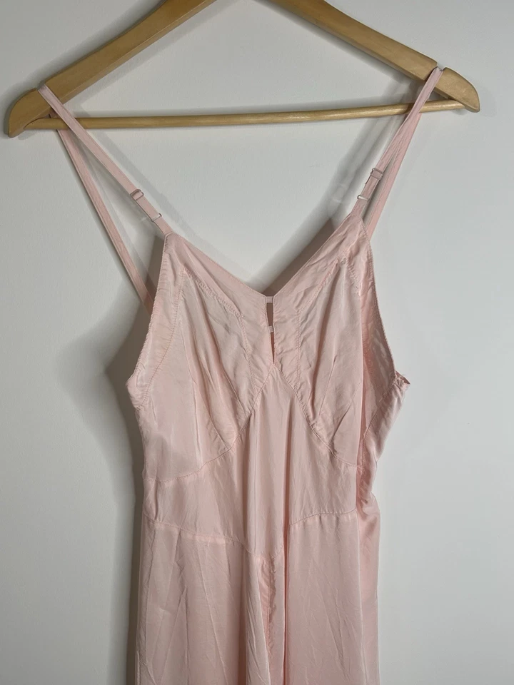 Vintage 1940’s Slip Women’s Pink Lace Bodice Long Lingerie Intimates - Image 3 of 4