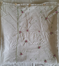 VTG White Floral Embroidered Cotton Duvet Cover Queen 84 X 80" Buttons Closure