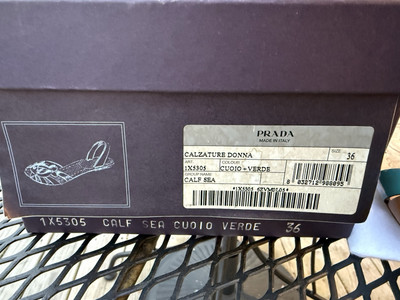 PRADA Brown Green Leather FISH Calf Sea Flat 36 Sandals Shoes Box