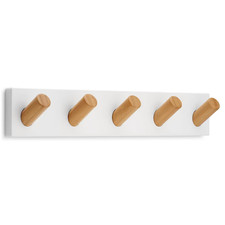 Wall-Mounted Wooden Coat Hook Rack 5 Modern Hooks for Coats Jackets Hats & Bags