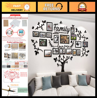 3D Family Tree Wall Art Sticker - DIY Picture Frame Collage for Living Room Deco