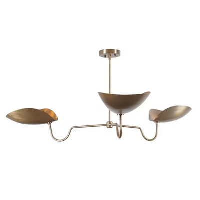 Italian Style Three Arms Curved Disk Shade Brass sputnik Ceiling Chandelier Semi