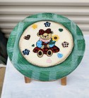 Vintage Wood Kids Teddy Bear Stool 8" Diameter, 7 3/4" High Nice Condition — photo 4