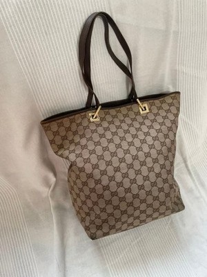 GUCCI GG Canvas Tote Bag Brown Women Auth 11.81 x 14.96 x 4.33inch