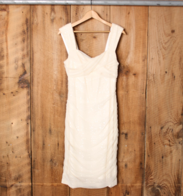 LAUREN RALPH LAUREN Evening Cream Sequin Mesh Drape Dress Gown Sz. 10/12 |  eBay