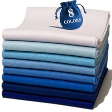 Blue White Felt Fabric 8 x 36, 1.6mm Thick 8 Assorted Colors Felt Sheets Soft...