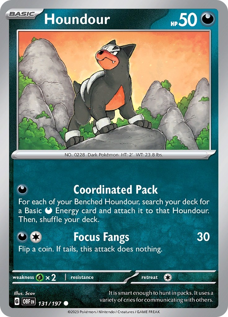 Houndour OBF 131/197 Pokémon SV03: Obsidian Flames Common Reverse Holofoil EN NM