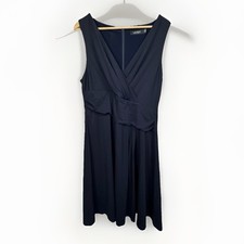 Ralph Lauren Dress 16 Navy Faux Wrap Sleeveless Black Label Non Iron Party Event