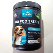 No Poo Chews for Dogs Coprophagia Deterrent Dog Probiotics 180 Count Exp 08/2027
