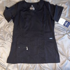 Adar Pro Women's Black V-Neck Short Sleeve Tailored Fit Scrub Top NEW Size XS