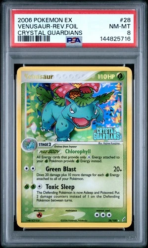 2006 POKEMON EX CRYSTAL GUARDIANS #28 VENUSAUR-REVERSE FOIL PSA 8