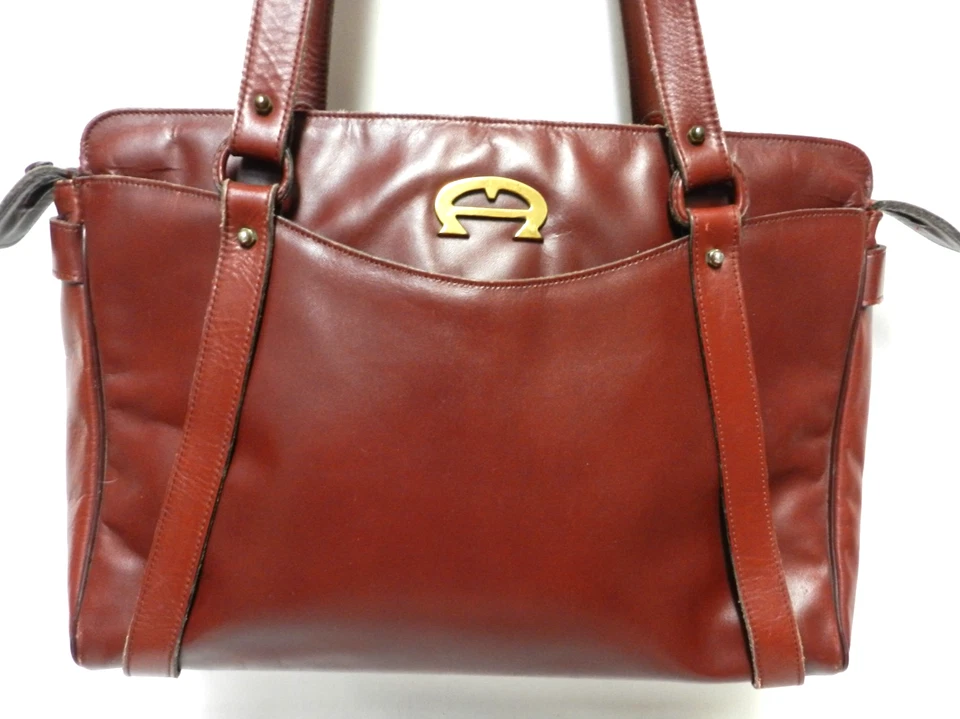 Etienne Aigner Vintage Leather shoulder tote bag purse Large front back pocket - Image 2 of 4