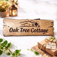 Personalised Oak Carved  Wooden Name Sign House Address  Plaque Gift Outdoor