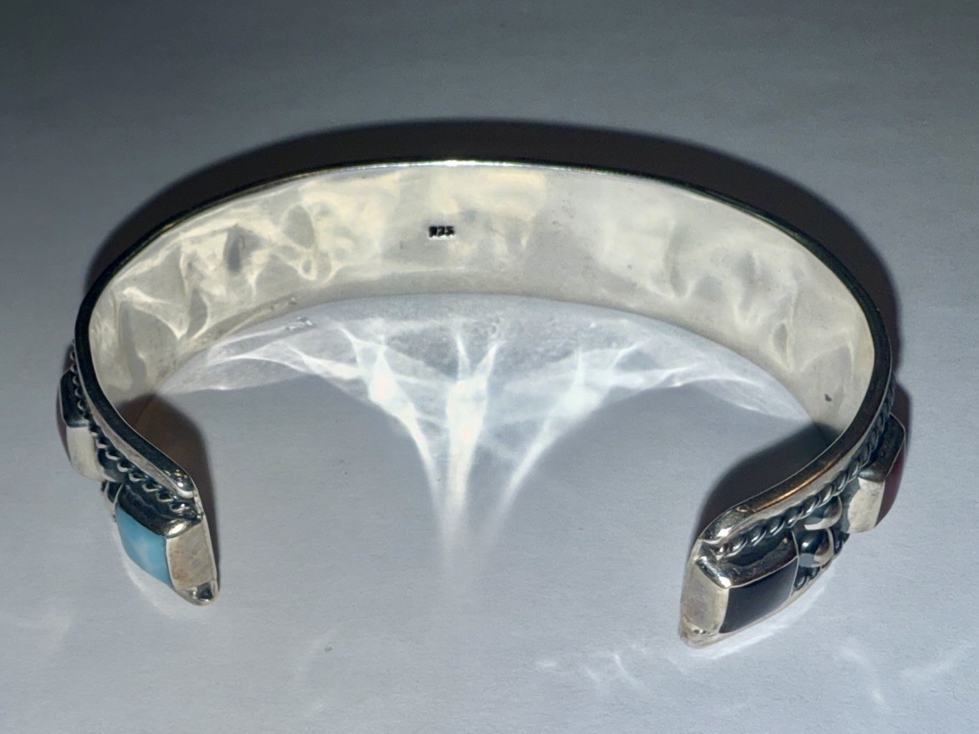 Vintage Solid Sterling Silver Mixed Gemstone Sout… - image 4