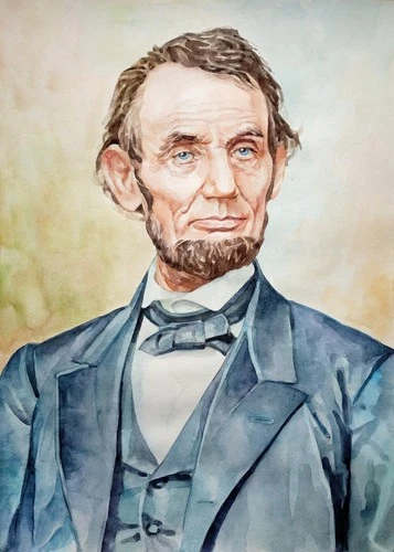 11.69 × 16.53"  Abraham Lincoln ~ original watercolor SIGNED&DATED