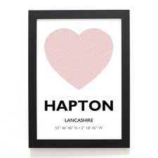 A4 PRINT - Hapton, Lancashire - Word Heart Design - SD7931