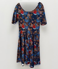 LuLaRoe Amelia Dress – Women’s Medium Retro Floral Fit & Flare Midi Dress