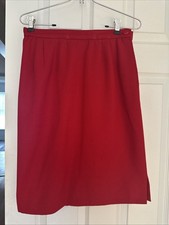 VINTAGE Valentino Boutique 80's Designer Chic Red Tailored Midi Skirt Size 12