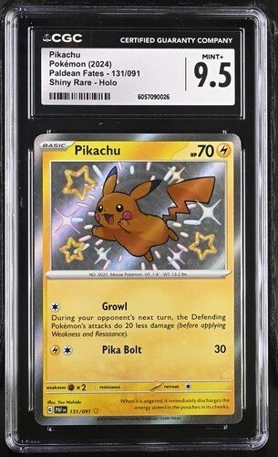 Pikachu 131/091 Shiny Rare - Pokémon Paldean Fates CGC 9.5 Mint+