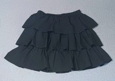 Entro Tiered Ruffle Crinkle Mini Skirt M Black Whimsigoth Dark Fairy Coquette
