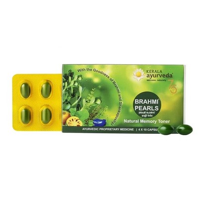 Kerala Ayurveda Brahmi Pearls | Ayurvedic Brain & Memory Support 40 Caps