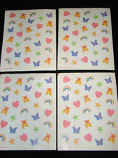 5 Sheets Vtg Hallmark Stickers - Hearts, Rainbows, Bears, Butterflies, Stars