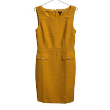Ann Taylor Tweed Pocket Sheath Dress Marigold Sleeveless Size 8 NWT