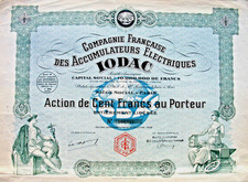 C.F. des Accumulateurs Électriques IODAC Akcje Paris 1928 Francja France