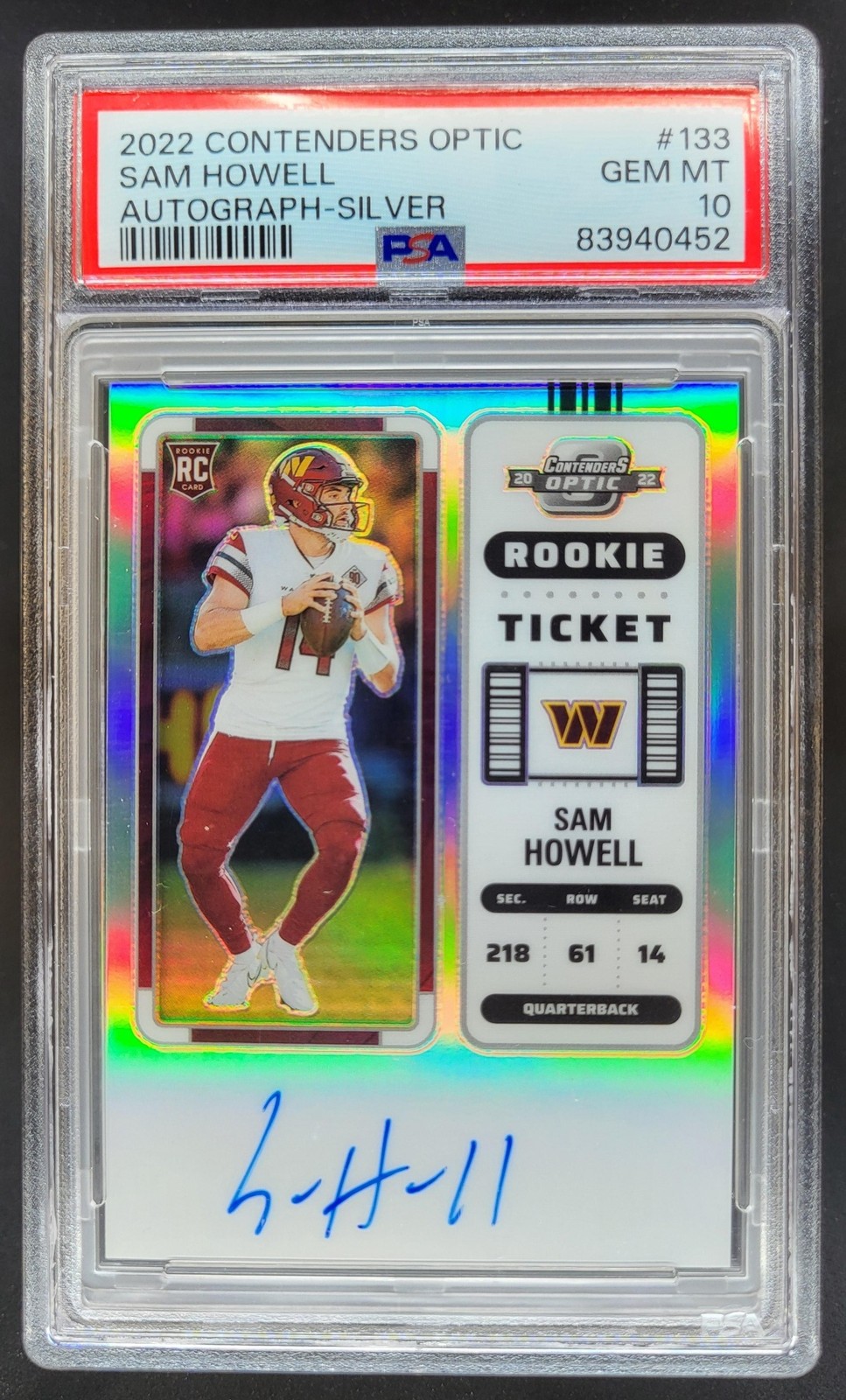 Sam Howell Panini Contenders Optic #133 Variation-Autograph-Silver
