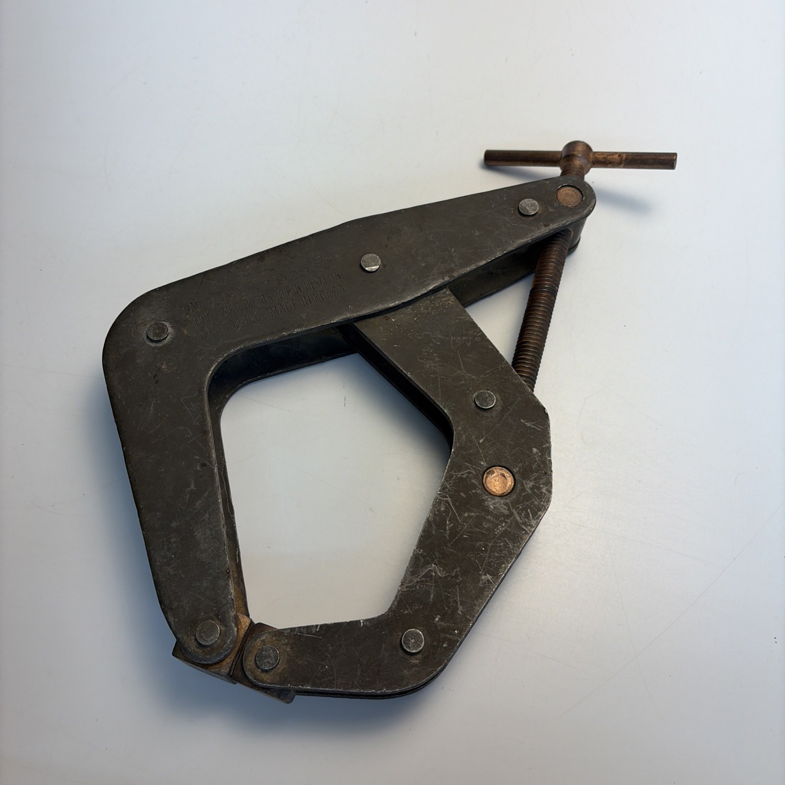 Vintage Enco 92860 Welding Clamp Brass Pads Screw Clamp #6D Chicago USA Korea
