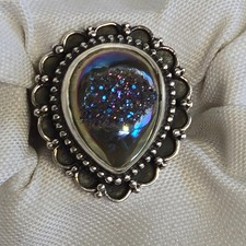 Sterling Silver Ring 11.12g Fine Jewelry Size 6.5 Druzy Quartz READ 