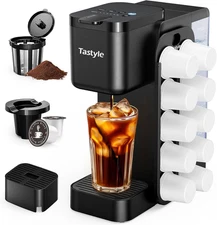 Hot & Iced Coffee Maker with Magnetic K-Pod Organizer (Pods Not Included), Store