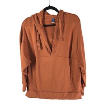 Old Navy Womens Hoodie Live-In French Terry Pullover Pockets Orange S