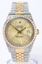 Men's Vintage Rolex 18K Yellow Gold & Stainless Steel & Diamond Datejust Watch